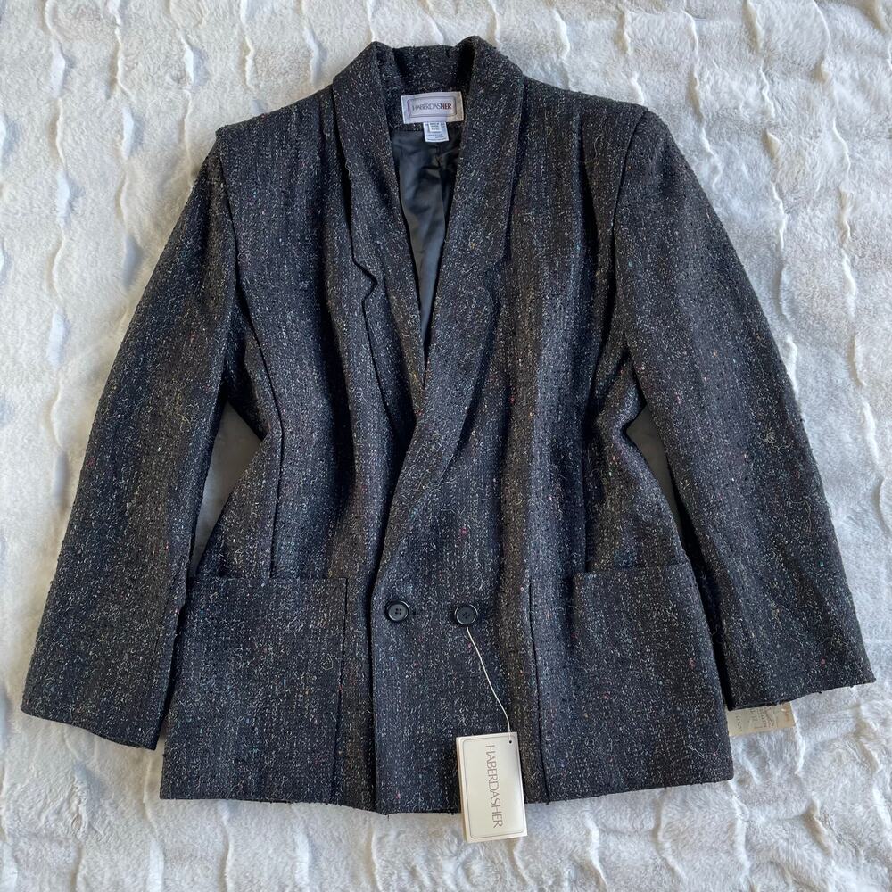 🔥Deadstock ($129) Haberdasher Confetti Tweed Wool Blend Women Preppy Blazer